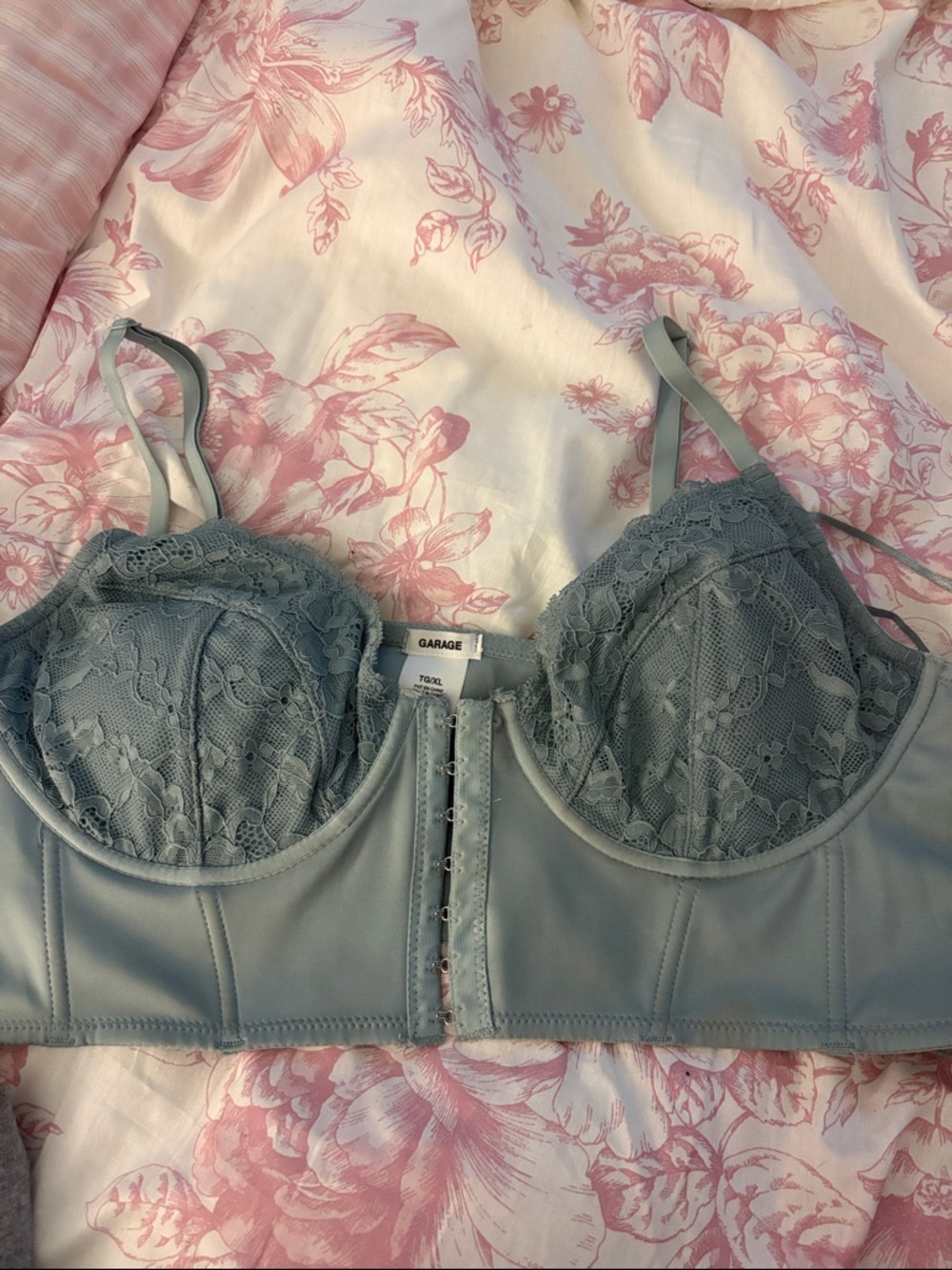 Garage Dusty Blue Lace Longline Underwire Bra